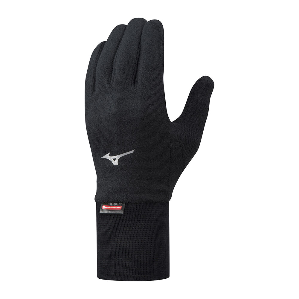 Mizuno Men's Breath Thermo Mid Weight Fleece Running Gloves Black (73XBK262C-NRB)